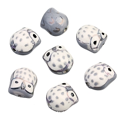 Светло-серый Перламутровый ручной работы фарфора бусины, сова, светло-серый, 15x16 мм, около 10 шт / упаковка