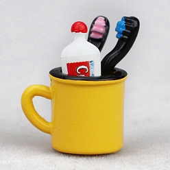 Желтый Сплав зубная щетка зубная паста набор миниатюрные украшения, аксессуары для домашнего кукольного домика с микро-ландшафтом, притворяясь опорными украшениями, желтые, 20 мм