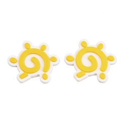 Золотистый Пластиковые кабошоны, прорезиненный, солнце, золотые, 30x25x3 мм