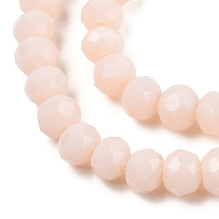 Creamy White Opaque Solid Color Glass Beads Strands, Faceted, Rondelle, Creamy White, 2.5x1.5mm, Hole: 0.4mm, about 150~160pcs/strand, 11.42~12.2 inch(29~31cm)