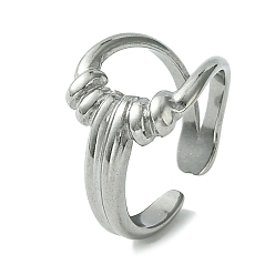 Stainless Steel Color Non-Tarnish 304 Stainless Steel Open Cuff Ring, Hollow Twist Teardrop, Stainless Steel Color, Inner Diameter: 17.6mm