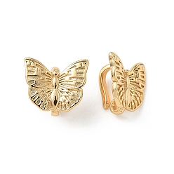 Настоящее золото 18K Латунные застежки-кольца, без никеля , бабочка, реальный 18 k позолоченный, 11.5x12.5x7 мм, отверстие : 1.4 мм