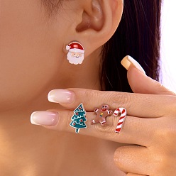Light Gold Серьги-гвоздики из сплава с эмалью на рождественскую тематику, разнообразные, золотой свет, 16~20x9~13.5 мм