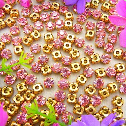 Роза Плоская круглая вышивка стразами, стекло кристалл горный хрусталь, многожильных ссылки, с латунной закрепкой, роза, 6 мм, около 1400~1440 шт / упаковка