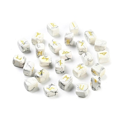 Говлит Прямоугольные натуральные рунические камни из говлита, целебные камни для балансировки чакр, кристаллотерапия, медитация, Рейки, гадание, 15~16x11~12x11~11.5 мм, 25 шт / комплект