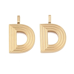 Letter D 304 подвески из нержавеющей стали, письмо амулеты, золотые, Буква D, 15.4x10x2 мм, отверстие : 2.5x1 мм