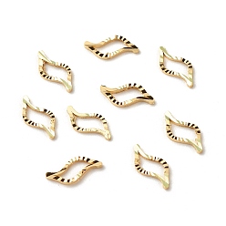 Real 24K Gold Plated Brass Linking Rings, Long-Lasting Plated, Cadmium Free & Lead Free, Wave, Real 24K Gold Plated, 10x4x1mm, Inner Diameter: 6x2mm