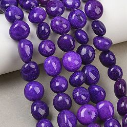 Indigo Dyed Natural White Jade Beads Strands, Nuggets, Tumbled Stone, Indigo, 9.5~13x9~12x9~15mm, Hole: 0.8mm, about 32pcs/strand, 15.35''(39cm)