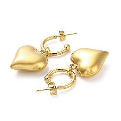 Золотой 304 серьги-подвески из нержавеющей стали, сердце, золотые, 38x20 мм