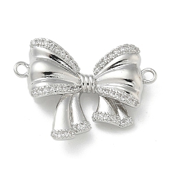 Платинированный Шармы-соединители из латуни с микропаве из прозрачного кубического циркония, без кадмия, без никеля и без свинца, бабочка, Реальная платина, 18.5x24x5 мм, отверстие : 1.5 мм