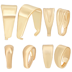 Настоящее золото 18K 200 шт. 4 стили латунь и 201 нержавеющая сталь защелкивающиеся дужки, реальный 18 k позолоченный, 5.5~8.5x3~7x3~4 мм, отверстие : 2.5~5x2~7 мм, 50 шт / стиль