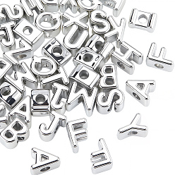 Silver Plated 50Pcs UV Plating Acrylic Beads, Letter, Silver Plated, 19~19.5x14~19x12.5mm, Hole: 6.2mm