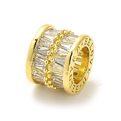 Настоящее золото 18K Стойки обшивки латунь микро проложить кубического циркония бусы, долговечный, без свинца и без кадмия, колонка, реальный 18 k позолоченный, 13x10 мм, отверстие : 8.2 мм