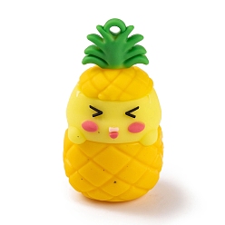Ананас Пластиковые подвески из ПВХ с фруктами, ананас, 50x27x24.5 мм, отверстие : 3 мм