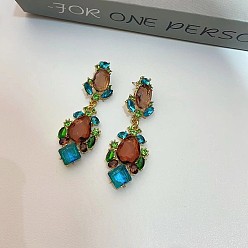 Золотой Серьги-гвоздики в форме капли из сплава, со стеклом, золотые, 75 мм