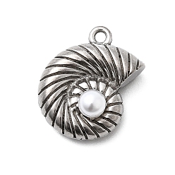 Нержавеющая Сталь Цвет 304 подвески из нержавеющей стали и АБС-пластика с жемчугом, форма раковины, цвет нержавеющей стали, 17x14.5x7.5 мм, отверстие : 1.4 мм