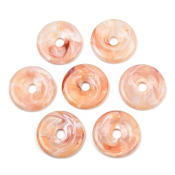 Легкий Лосось Непрозрачные акриловые подвески, имитирующие нефрит, Дисковые подвески, светлый померанцевый, 37.5x11 мм, отверстие : 7.5 мм, Около 83 шт / 500 г