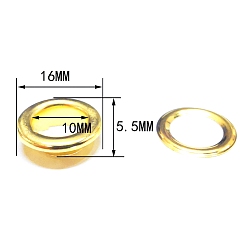 Золотой Латунные втулки, с железной прокладкой, для изготовления пакетов, плоско-круглые, золотые, 1.6x0.55 см, отверстие : 10 мм