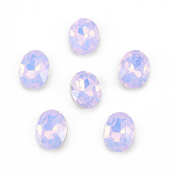Violet K9 Glass Rhinestone Cabochons, Pointed Back & Back Plated, Faceted, Oval, Violet, 10x8x4mm