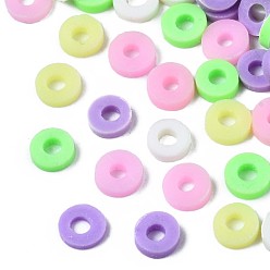 Couleur Mélangete Perles en fimo faits à la main, perles heishi, disque / plat rond, couleur mixte, 4x0.5~1.5mm, Trou: 1.5mm, environ66600 pcs / 1000 g