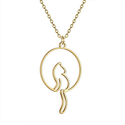 Cat Shape 304 подвески из нержавеющей стали с лазерной резкой, золотые, форма кошки, 15.75 дюйм (40 см), Кулон : 20x12 мм