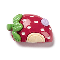 Клубника Кабошоны из непрозрачной смолы, имитация еды, декодирование, овощной/фруктовый домик, клубника, 17x27x10.5 мм