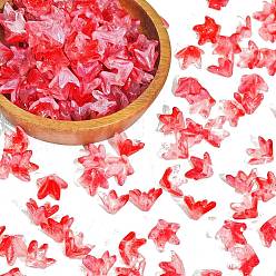 Красный Прозрачные колпачки для бусин в стиле лэмпворк, цветок, красные, 12x10 мм