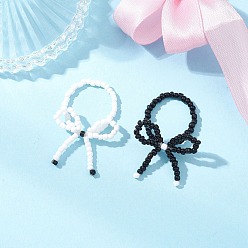 (52) Непрозрачная лаванда 2шт. стеклянные бусины кольца для пальцев, бантом, разноцветные, внутренний диаметр: 17 мм