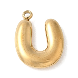 Letter U 304 начальные подвески из нержавеющей стали, ионное покрытие (ip), реальный 18 k позолоченный, Буква U, 16~18x6~18x3 мм, отверстие : 1.8 мм