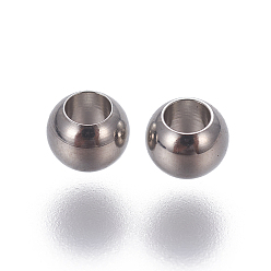 Stainless Steel Color Tarnish Resistant 202 Stainless Steel Beads, Rondelle, Stainless Steel Color, 4x3mm, Hole: 2mm