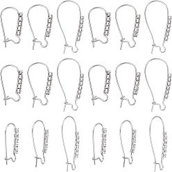 Нержавеющая Сталь Цвет 18 шт. 3 стиль 304 серьги-кольца из нержавеющей стали фурнитура для сережек-почек, с четким кубического циркония, цвет нержавеющей стали, 20~33x12~16x2 мм, штифты : 0.7 мм, 6 шт / стиль