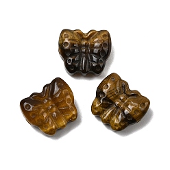 Тигровый глаз Резные бусины из натурального тигрового глаза, бабочка, 13.5~14x15.5~16x6.5~7 мм, отверстие : 1.4 мм