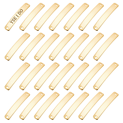 Настоящее золото 18K 30шт. 201 звенья/соединители из нержавеющей стали, закругленный прямоугольник, штамповка пустой метки, реальный 18 k позолоченный, 28x4.5x1 мм, отверстие : 1.4 мм