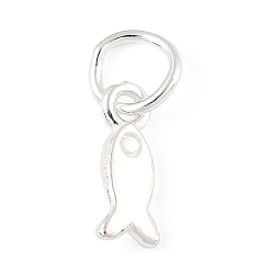 Серебро 925 подвески в виде рыбок из стерлингового серебра с соединительными кольцами и 925 штампом, серебряные, 13x4x1.5 мм, отверстие : 3.5 мм