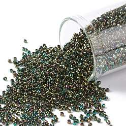 (508) High Metallic Iris Olivine Toho runde Rocailles, japanische Rocailles, (508) hochmetallisches Irisolivin, 15/0, 1.5 mm, Bohrung: 0.7 mm, über 3000pcs / Flasche, 10 g / Flasche