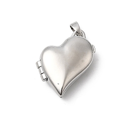 Платина Подвески латуни медальон, сердце прелести, стойки покрытие, долговечный, без кадмия и без свинца, платина, 22.5x20x7.5 мм, отверстие : 5.5x3.5 мм