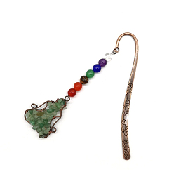 Зеленый Авантюрин Натуральный зеленый авантюрин и смешанные драгоценные камни человеческая подвеска закладки, Закладки из сплава на тему чакра-йоги для книголюба, 120 мм