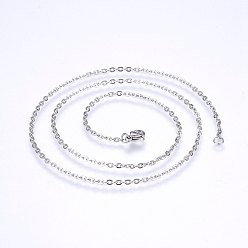 Stainless Steel Color Non-Tarnish 304 Stainless Steel Cable Chains Necklaces, with Lobster Claw Clasps, Stainless Steel Color, 18.1 inch(46cm), 2mm