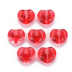Red Transparent Glass Beads, Heart, Red, 10.5x12x6.5mm, Hole: 1mm