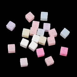 (52) Непрозрачная лаванда Пластиковые шарики, имитация желе, куб и буква Рамдона, разноцветные, 6x6x6 мм, отверстие : 3.8 мм, Около 3846 шт / 500 г