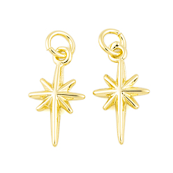 Настоящее золото 18K Стойки обшивки латунные подвески, без кадмия и без свинца, долговечный, звезда, реальный 18 k позолоченный, 17x9x2 мм, отверстие : 1 мм