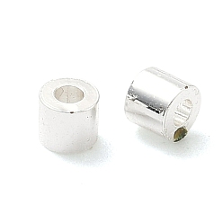 Посеребрённый Латунные бусины, трубка, стойки покрытие, долговечный, без кадмия и без свинца, 925 серебро покрытием, 3x2.5 мм, отверстие : 1.3 мм