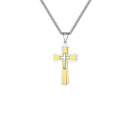 Золотой & Цвет Нержавеющей Стали Из нержавеющей стали большие кулоны, крест прелести, золотые и нержавеющая сталь цвет, 54x30 мм