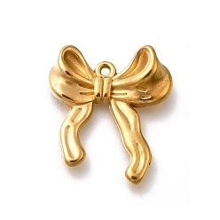Настоящее золото 18K 304 подвески из нержавеющей стали, очарование бантом, ионное покрытие (ip), реальный 18 k позолоченный, 19.5x17.5x4.5 мм, отверстие : 1 мм