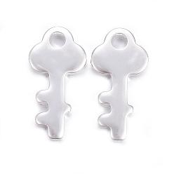 Серебро 201 подвески из нержавеющей стали, ключ, серебряный цвет гальваническим, 12x6x1 мм, отверстие : 1 мм