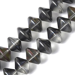 Черный Стеклянные бусины с гальваническим покрытием , бусины в форме летающей тарелки, чёрные, 14x10~10.5 мм, отверстие : 1.2~1.4 мм, около 60 шт / нитка, 23.78'' (60.4 см)
