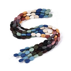 (52) Непрозрачная лаванда Бусы из натуральной лавы, окрашенные, Плоско-овальные, разноцветные, 13.5~14.5x10.5~11x5.5~6 мм, отверстие : 1 мм, около 29 шт / нитка, 15.94 дюйм (40.5 см)