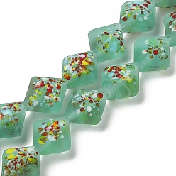 Средний Бирюзовый Матовое ручное производство, ромб, средне бирюзовый, 15.5~17x15~15.5x9~10.5 мм, отверстие : 1.4 мм, около 25 шт / нитка, 15.98~16.34'' (40.6~41.5 см)