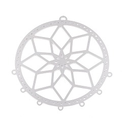 Нержавеющая Сталь Цвет 201 полое кольцо из нержавеющей стали с элементами люстры в форме цветка, гравированные металлические украшения, не тускнеет, цвет нержавеющей стали, 60.5x58.5x0.3 мм, отверстия : 1.6 mm и 1.8x2.5 мм