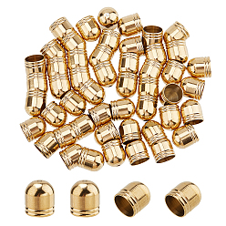 Золотой 304 концы из нержавеющей стали шнур, Торцевые крышки, золотые, 9x8 мм, отверстие : 1 мм, внутренний диаметр: 7 мм, 50 шт / коробка